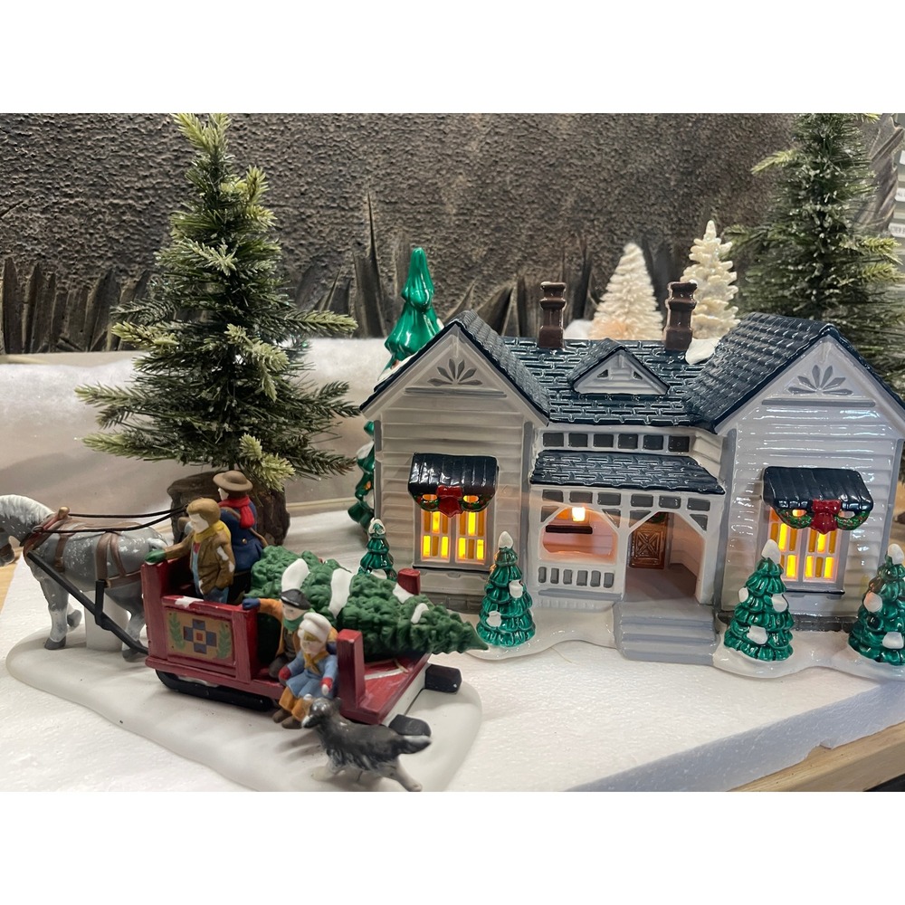 Dept 56 Snow Village GRANDMA'S COTTAGE & OVER THE RIVER Set of 2 5420-8 5654-5